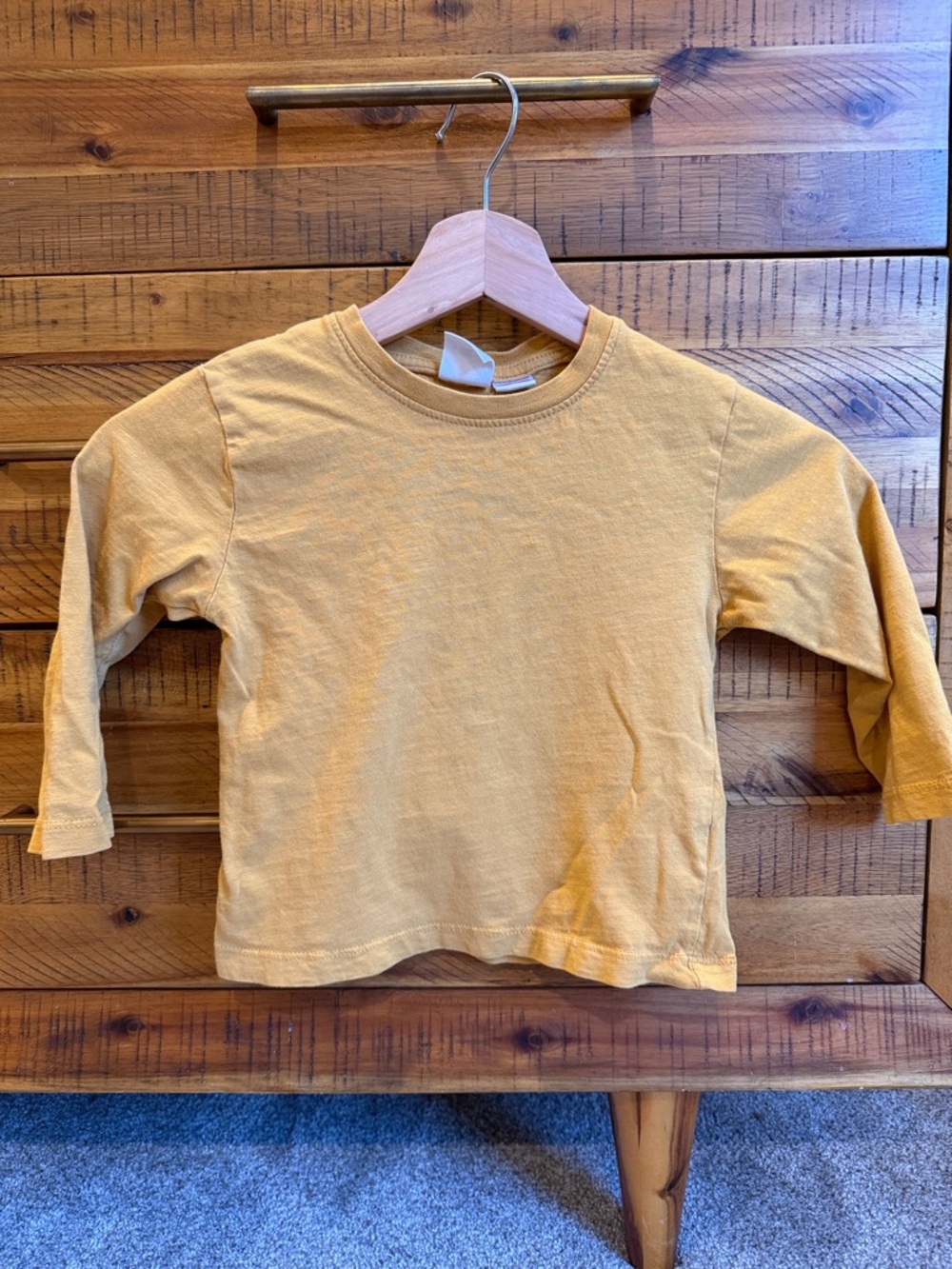 Zara Boys Kids Long Sleeve Crewneck Top - Mustard Yellow